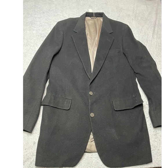 VTG 1980s Raleighs 100% Pure Cashmere Blazer Sport Coat Mens Black 2 Button USA